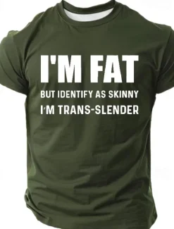 Discount OUKU Men's I'm Fat But Identify As Skinny I Am Trans-Slender T-Shirt T Shirt Short Sleeve T shirt 3D Print Crew Neck Shirt Retro Vintage Street Sports Outdoor Holiday Spring & Summer Clothing