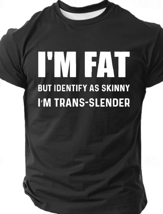 Discount OUKU Men's I'm Fat But Identify As Skinny I Am Trans-Slender T-Shirt T Shirt Short Sleeve T shirt 3D Print Crew Neck Shirt Retro Vintage Street Sports Outdoor Holiday Spring & Summer Clothing