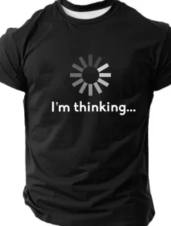 Outlet OUKU Men's I'm Thinking Funny T Shirt Short Sleeve T shirt 3D Print Crew Neck Shirt Fashion Daily Basic Street Casual Daily Black Blue Green Summer Spring All Seasons Clothing Apparel S M L XL XXL XXXL