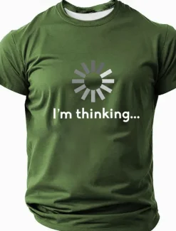 Outlet OUKU Men's I'm Thinking Funny T Shirt Short Sleeve T shirt 3D Print Crew Neck Shirt Fashion Daily Basic Street Casual Daily Black Blue Green Summer Spring All Seasons Clothing Apparel S M L XL XXL XXXL