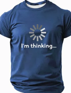 Outlet OUKU Men's I'm Thinking Funny T Shirt Short Sleeve T shirt 3D Print Crew Neck Shirt Fashion Daily Basic Street Casual Daily Black Blue Green Summer Spring All Seasons Clothing Apparel S M L XL XXL XXXL