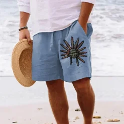 Best OUKU Men's Indian Culture Shorts Summer Shorts Beach Shorts Mid Waist Hawaiian Ethnic Casual Holiday St. Patrick's Day Drawstring Elastic Waist Print Designer Clothing Apparel