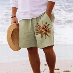 Best OUKU Men's Indian Culture Shorts Summer Shorts Beach Shorts Mid Waist Hawaiian Ethnic Casual Holiday St. Patrick's Day Drawstring Elastic Waist Print Designer Clothing Apparel