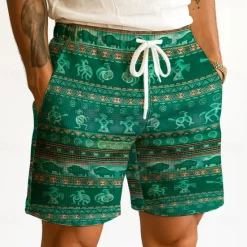 Discount OUKU Men's Indian Ethnic Kokopelli Waffle Shorts Sweat Shorts Casual Shorts Mid Waist Retro Vintage Vacation Jogging Workout Elastic Drawstring Waist Shorts with Pockets Designer Clothing Apparel