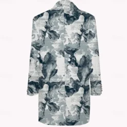 Discount OUKU Men's Ink Painting Winter Coat Fleece Jacket Overcoat Thermal Comfortable Artistic Casual Outdoor Party Evening Wear Daily Wear Buttons 3D Print Front Pocket Winter Turndown Long Sleeve Blue