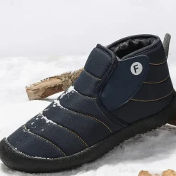 Online OUKU Men's Insulated Winter Snow Boots – Waterproof Slip-On Ankle Boots with Faux Fur Lining, Anti-Slip Sole for Outdoor Hiking & Cold Weather