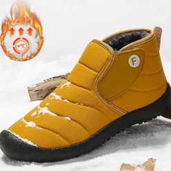 Online OUKU Men's Insulated Winter Snow Boots – Waterproof Slip-On Ankle Boots with Faux Fur Lining, Anti-Slip Sole for Outdoor Hiking & Cold Weather