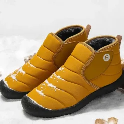 Online OUKU Men's Insulated Winter Snow Boots – Waterproof Slip-On Ankle Boots with Faux Fur Lining, Anti-Slip Sole for Outdoor Hiking & Cold Weather