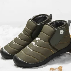 Online OUKU Men's Insulated Winter Snow Boots – Waterproof Slip-On Ankle Boots with Faux Fur Lining, Anti-Slip Sole for Outdoor Hiking & Cold Weather