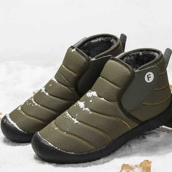 Online OUKU Men's Insulated Winter Snow Boots – Waterproof Slip-On Ankle Boots with Faux Fur Lining, Anti-Slip Sole for Outdoor Hiking & Cold Weather