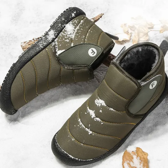 Online OUKU Men's Insulated Winter Snow Boots – Waterproof Slip-On Ankle Boots with Faux Fur Lining, Anti-Slip Sole for Outdoor Hiking & Cold Weather