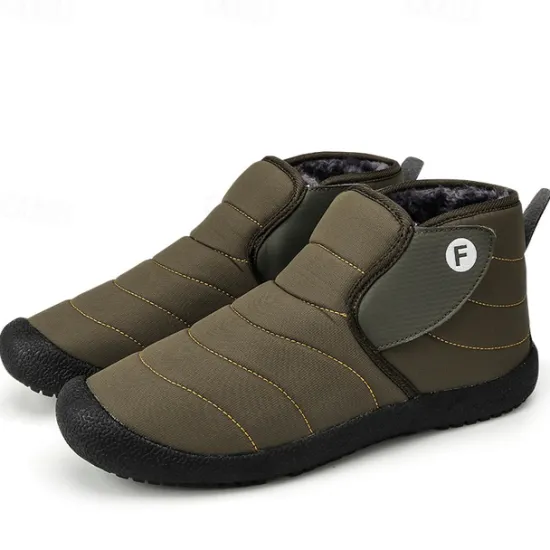 Online OUKU Men's Insulated Winter Snow Boots – Waterproof Slip-On Ankle Boots with Faux Fur Lining, Anti-Slip Sole for Outdoor Hiking & Cold Weather