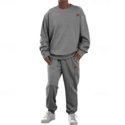 Outlet OUKU Men's Jacquard Tracksuit T shirt & Shorts Set Outfit Set Crew Neck Outdoor Daily Sports Pocket Drawstring 2 Piece Plain Black Khaki Army Green Polyester Activewear Classic Casual Spring