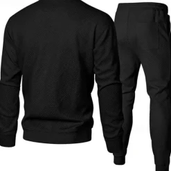 Outlet OUKU Men's Jacquard Tracksuit T shirt & Shorts Set Outfit Set Crew Neck Outdoor Daily Sports Pocket Drawstring 2 Piece Plain Black Khaki Army Green Polyester Activewear Classic Casual Spring