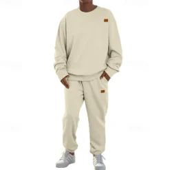 Outlet OUKU Men's Jacquard Tracksuit T shirt & Shorts Set Outfit Set Crew Neck Outdoor Daily Sports Pocket Drawstring 2 Piece Plain Black Khaki Army Green Polyester Activewear Classic Casual Spring