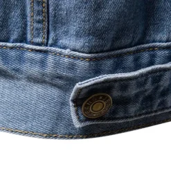 Online OUKU Men's Jean Jacket Denim Jacket Casual Daily Windbreaker Classic Style Denim Spring & Fall Fall & Winter Solid / Plain Color Casual Lapel Regular Black Dark Blue Light Blue Jacket