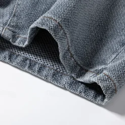 Sale OUKU Men's Jeans Denim Shorts Buttons Pocket Gradient Knee Length Outdoor Vacation Casual Vacation Vintage Blue Grey Micro-elastic