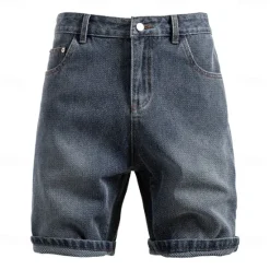 Sale OUKU Men's Jeans Denim Shorts Buttons Pocket Gradient Knee Length Outdoor Vacation Casual Vacation Vintage Blue Grey Micro-elastic