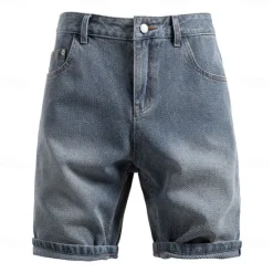 Sale OUKU Men's Jeans Denim Shorts Buttons Pocket Gradient Knee Length Outdoor Vacation Casual Vacation Vintage Blue Grey Micro-elastic