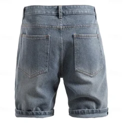 Sale OUKU Men's Jeans Denim Shorts Buttons Pocket Gradient Knee Length Outdoor Vacation Casual Vacation Vintage Blue Grey Micro-elastic