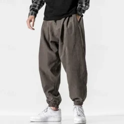 Discount OUKU Men's Joggers Cropped Pants Carrot Pants Casual Pants Pocket Drawstring Elastic Waist Plain Comfort Sports Outdoor Daily Fashion Casual Black Gray Micro-elastic