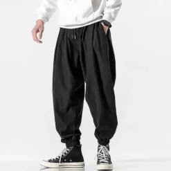 Discount OUKU Men's Joggers Cropped Pants Carrot Pants Casual Pants Pocket Drawstring Elastic Waist Plain Comfort Sports Outdoor Daily Fashion Casual Black Gray Micro-elastic