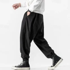Discount OUKU Men's Joggers Cropped Pants Carrot Pants Casual Pants Pocket Drawstring Elastic Waist Plain Comfort Sports Outdoor Daily Fashion Casual Black Gray Micro-elastic