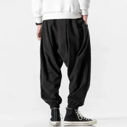 Discount OUKU Men's Joggers Cropped Pants Carrot Pants Casual Pants Pocket Drawstring Elastic Waist Plain Comfort Sports Outdoor Daily Fashion Casual Black Gray Micro-elastic