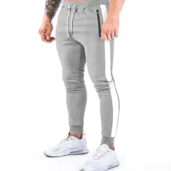 Best OUKU Men's Joggers Drawstring Zipper Pocket Pants / Trousers Athletic Athleisure Cotton Winter Fitness Gym Workout Running Breathable Moisture Wicking Soft Sport Stripes Activewear Black Army Green Dark