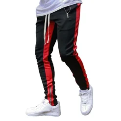 Clearance OUKU Men's Joggers Sweatpants Zipper Pocket Ankle Zippers Bottoms Athletic Athleisure Spring Breathable Moisture Wicking Soft Fitness Gym Workout Running Sportswear Activewear Color Block Red Navy Blue
