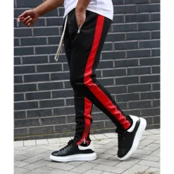 Clearance OUKU Men's Joggers Sweatpants Zipper Pocket Ankle Zippers Bottoms Athletic Athleisure Spring Breathable Moisture Wicking Soft Fitness Gym Workout Running Sportswear Activewear Color Block Red Navy Blue