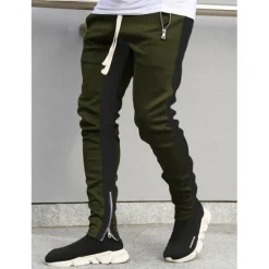 Clearance OUKU Men's Joggers Sweatpants Zipper Pocket Ankle Zippers Bottoms Athletic Athleisure Spring Breathable Moisture Wicking Soft Fitness Gym Workout Running Sportswear Activewear Color Block Red Navy Blue