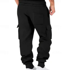 Outlet OUKU Men's Joggers Trousers Cargo Sweatpants Pocket Drawstring Elastic Waist Plain Comfort Sports Outdoor Daily Fashion Casual Black White Micro-elastic