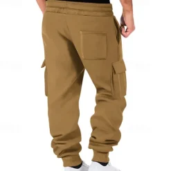 Outlet OUKU Men's Joggers Trousers Cargo Sweatpants Pocket Drawstring Elastic Waist Plain Comfort Sports Outdoor Daily Fashion Casual Black White Micro-elastic