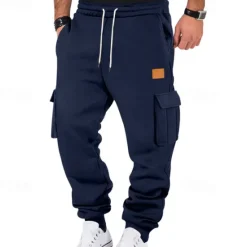 Outlet OUKU Men's Joggers Trousers Cargo Sweatpants Pocket Drawstring Elastic Waist Plain Comfort Sports Outdoor Daily Fashion Casual Black White Micro-elastic