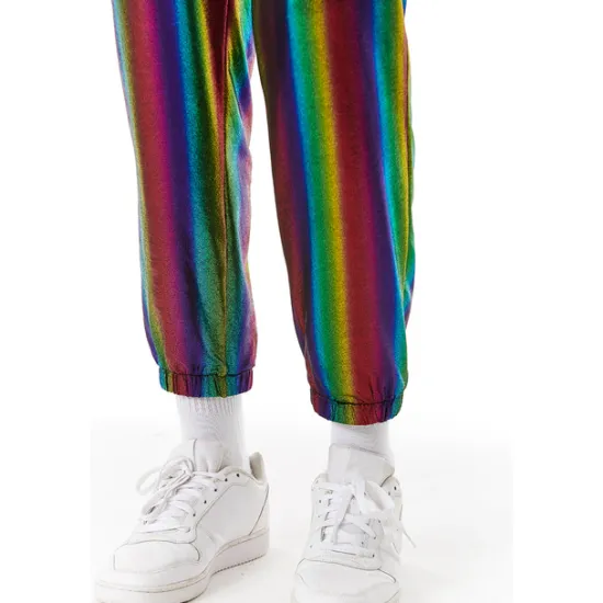 OUKU Men's Joggers Trousers Casual Pants Sequin Pants Drawstring Elastic Waist Shiny Metallic Solid Color Full Length Club Nightclub Disco Lights Casual Trousers Loose Fit Silver Black Micro-elastic
