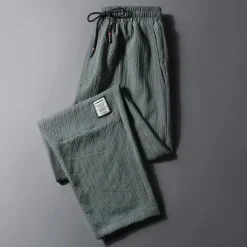 Online OUKU Men's Joggers Trousers Casual Pants Drawstring Elastic Waist Straight Leg Solid Color Comfort Breathable Casual Daily Streetwear Sports Fashion Black Green Micro-elastic