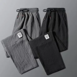 New OUKU Men's Joggers Trousers Casual Pants Drawstring Elastic Waist Straight Leg Solid Color Comfort Breathable Casual Daily Streetwear Sports Fashion Black Green Micro-elastic
