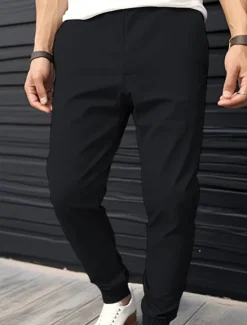 Discount OUKU Men's Joggers Trousers Chinos Casual Pants Pocket Elastic Waist Plain Comfort Breathable Outdoor Daily Going out Fashion Casual Black Army Green