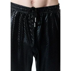 Clearance OUKU Men's Joggers Trousers Chinos Casual Pants Sequin Pants Drawstring Elastic Waist Shiny Metallic Solid Color Nightclub Disco Lights Casual Hip Hop Silver Black