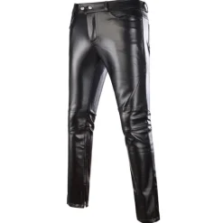 Clearance OUKU Men's Joggers Trousers Faux Leather Pants Casual Pants Pocket Solid Color Comfort Breathable Holiday Club Streetwear Sports Fashion Silver Black Micro-elastic