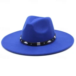 Outlet OUKU Men's Kentucky Derby Hat Sun Hat Cowboy Hat Fedora Trilby Hat Black White Woolen Vintage Style Fashion 18th Century State of Texas Daily Theme Party Solid / Plain Color Sunscreen Cosplay