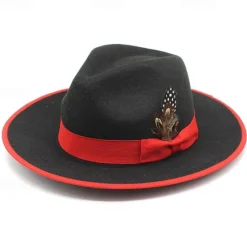 OUKU Men's Kentucky Derby Hat Sun Hat Cowboy Hat Fedora Trilby Hat Black Red Woolen Vintage Style Fashion 18th Century State of Texas Daily Theme Party Color Block Sunscreen Cosplay