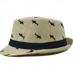 Online OUKU Men's Kentucky Derby Hat Sun Hat Party Hat White khaki Cotton Fashion Casual Street Daily Fish Sunscreen Breathable