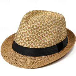 Clearance OUKU Men's Kentucky Derby Hat Sun Hat Bowler Hat Black khaki Licorice Fashion Casual Street Daily Color Block Geometic Sunscreen Breathable