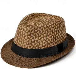 Clearance OUKU Men's Kentucky Derby Hat Sun Hat Bowler Hat Black khaki Licorice Fashion Casual Street Daily Color Block Geometic Sunscreen Breathable