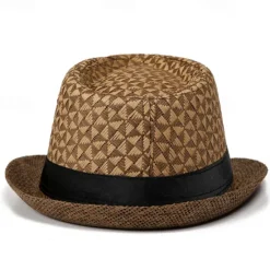 Clearance OUKU Men's Kentucky Derby Hat Sun Hat Bowler Hat Black khaki Licorice Fashion Casual Street Daily Color Block Geometic Sunscreen Breathable