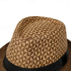 Clearance OUKU Men's Kentucky Derby Hat Sun Hat Bowler Hat Black khaki Licorice Fashion Casual Street Daily Color Block Geometic Sunscreen Breathable