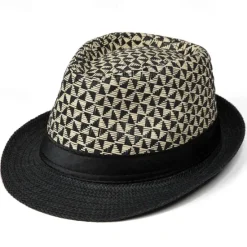 Clearance OUKU Men's Kentucky Derby Hat Sun Hat Bowler Hat Black khaki Licorice Fashion Casual Street Daily Color Block Geometic Sunscreen Breathable