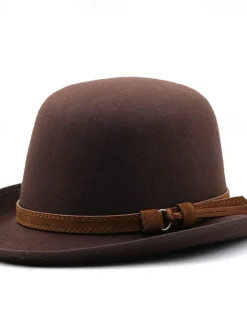 OUKU Men's Kentucky Derby Hat Sun Hat Cowboy Hat Fedora Trilby Hat Black Red Woolen Vintage Style Fashion 18th Century State of Texas Daily Theme Party Solid / Plain Color Sunscreen Cosplay